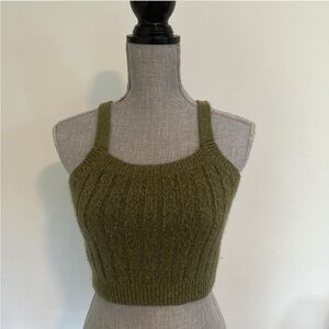 Olive Green Knit Crop Top